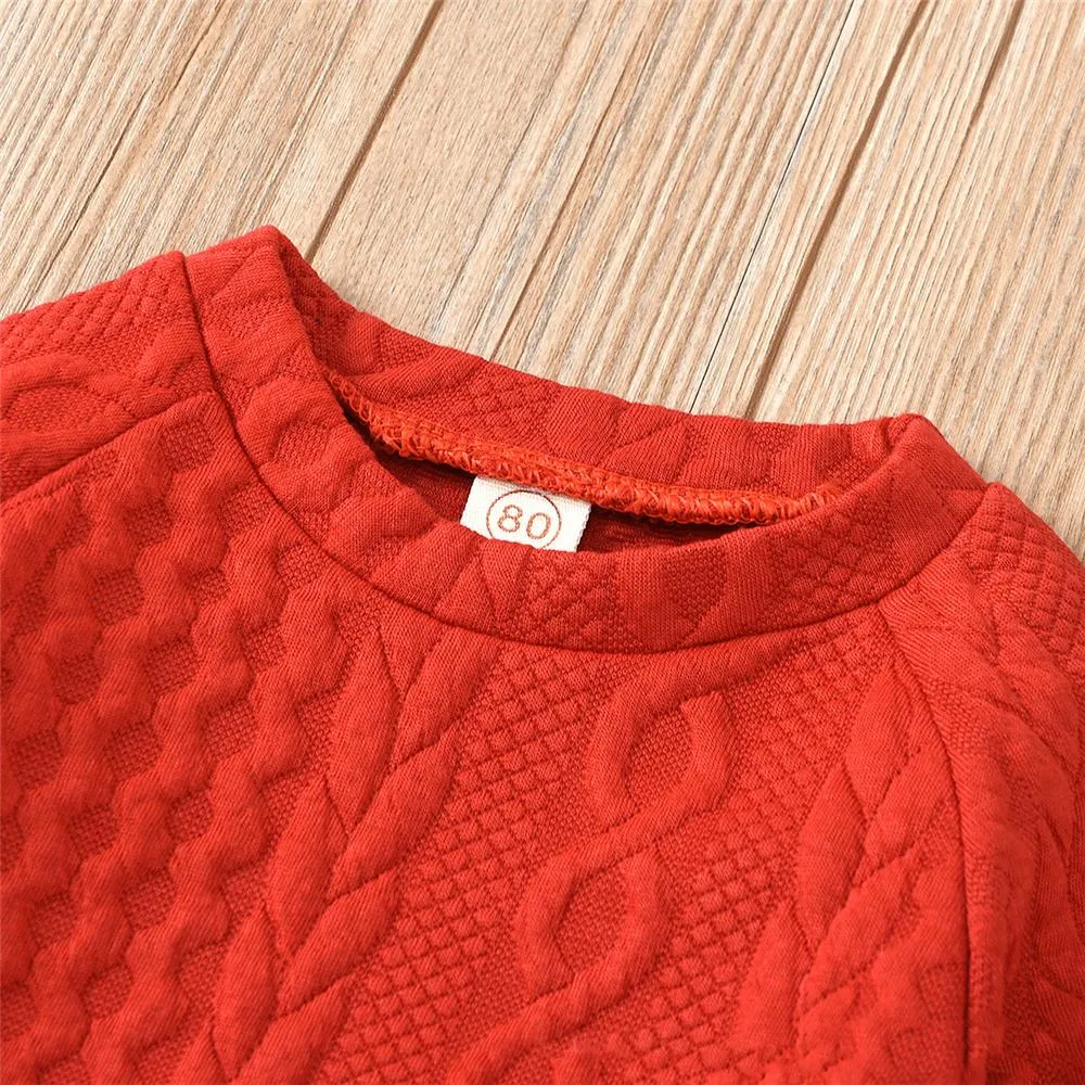 Unisex Solid Color Twist Long Sleeve Top & Pants Kids Wholesale Clothing