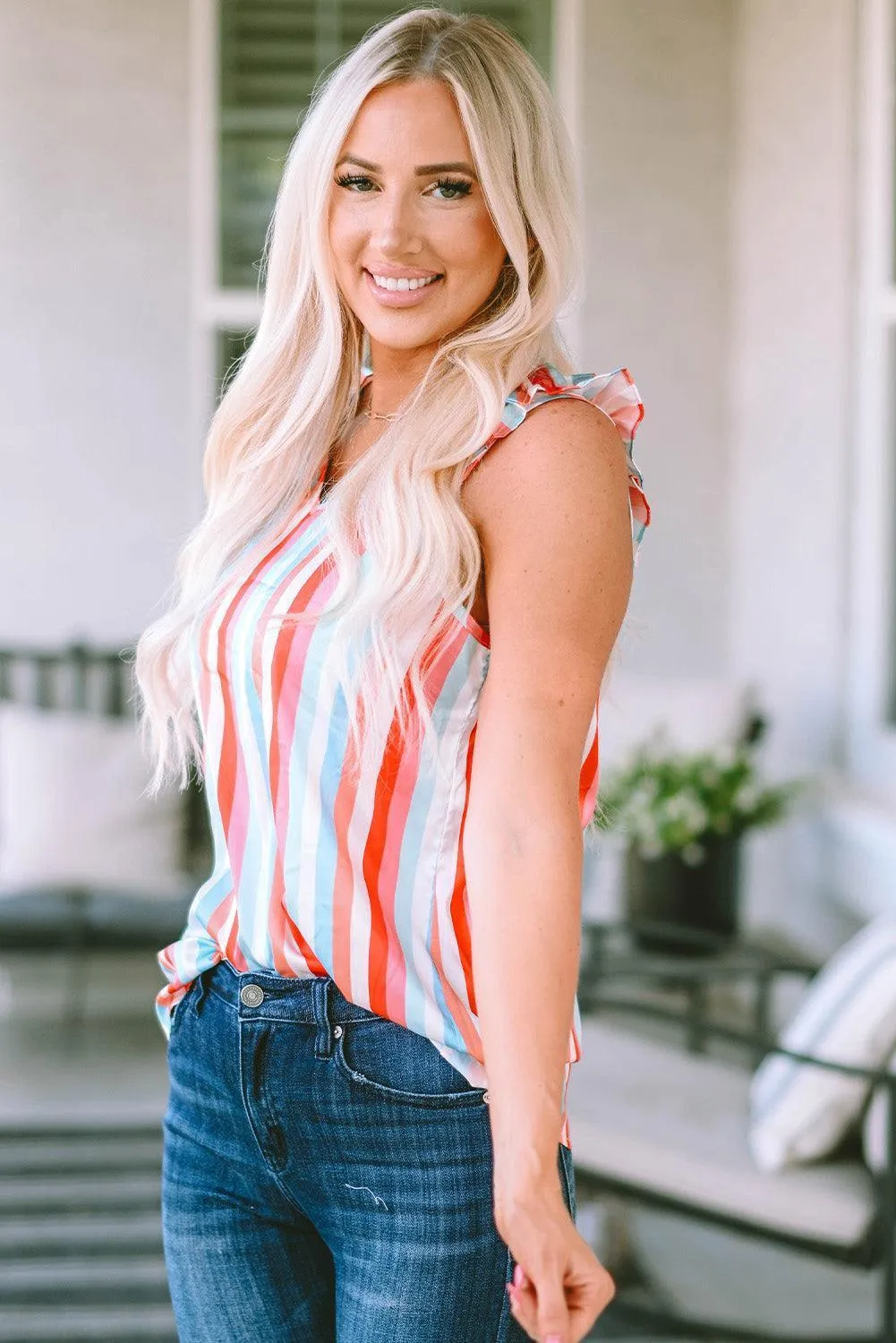 Unlimited Comfort V-Neck Striped Tank
