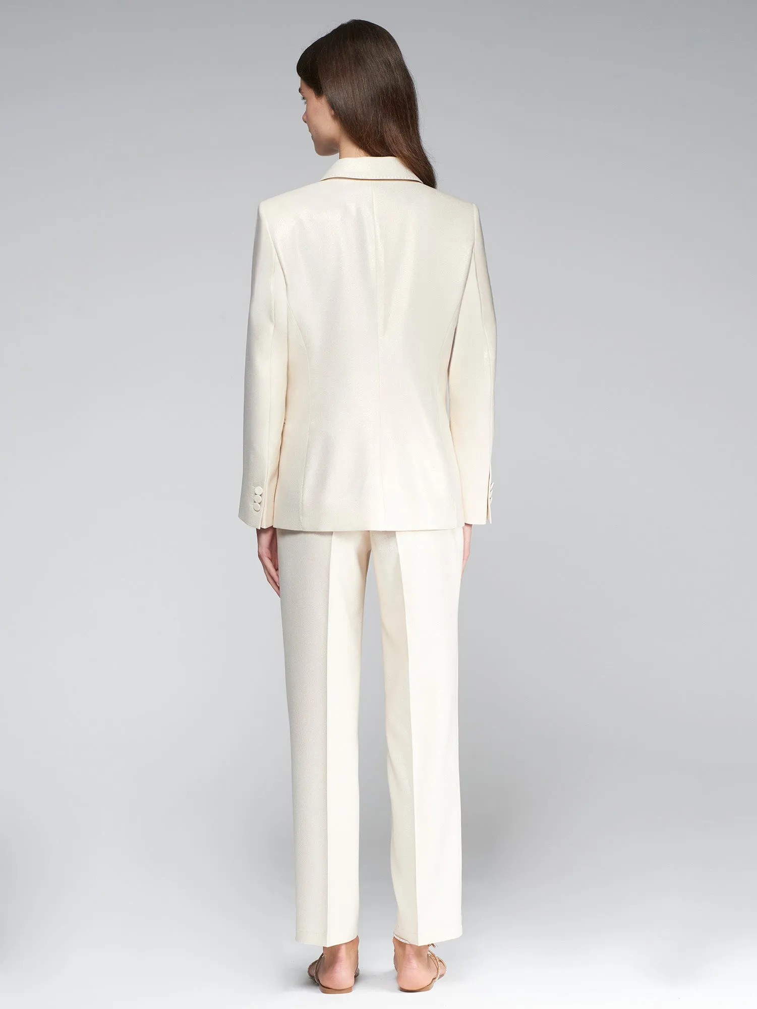 Vilagallo Cream/Gold Shimmer Slim Leg Trousers