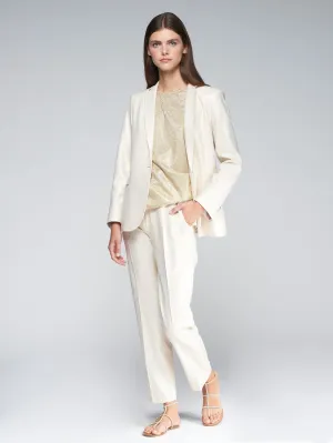 Vilagallo Cream/Gold Shimmer Slim Leg Trousers