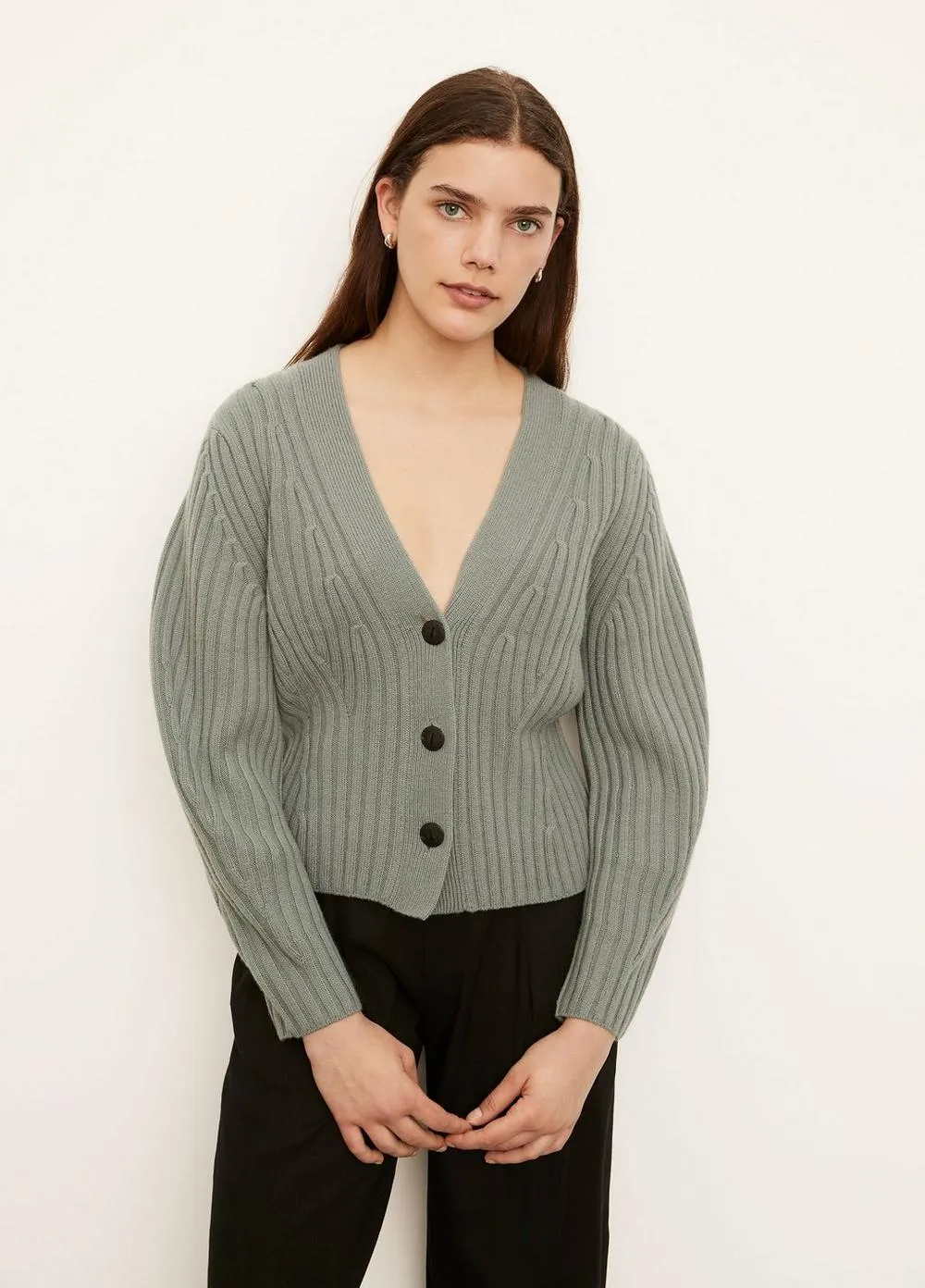 Vince - Poet Sleeve Cardigan in Mineral Sea