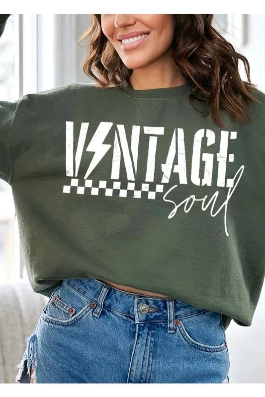 VINTAGE SOUL Oversized Graphic Fleece Sweatshirt