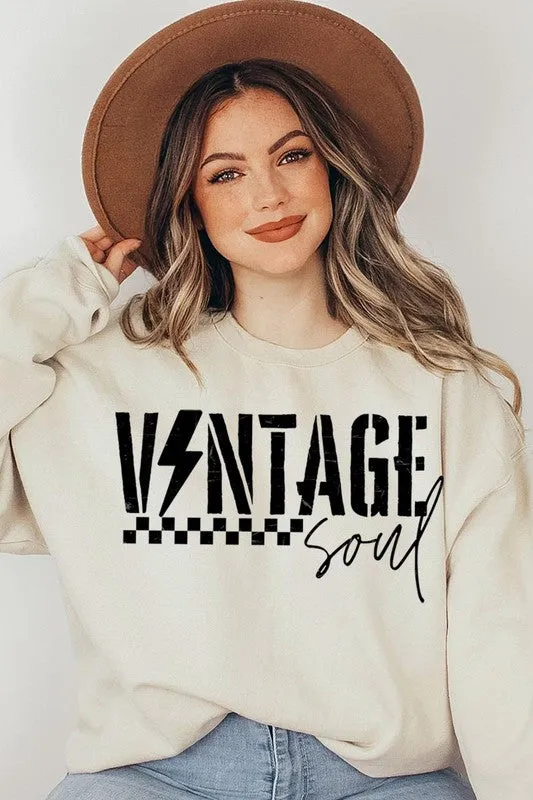 VINTAGE SOUL Oversized Graphic Fleece Sweatshirt