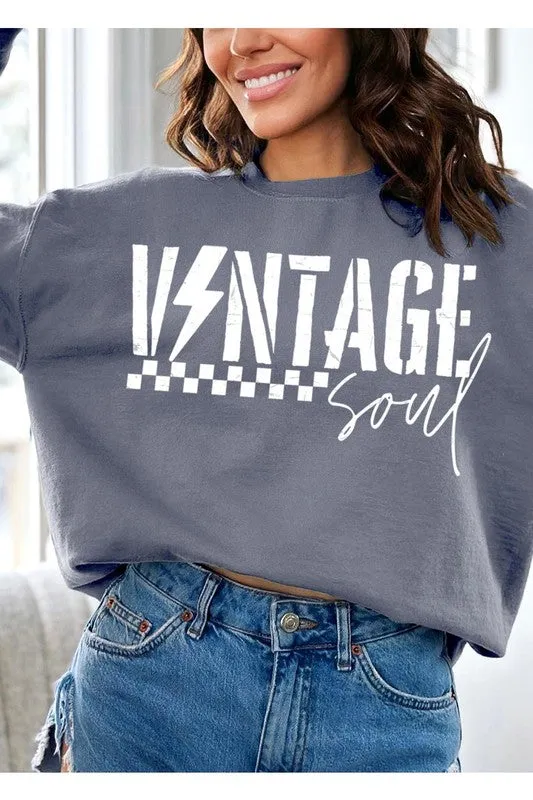 VINTAGE SOUL Oversized Graphic Fleece Sweatshirt