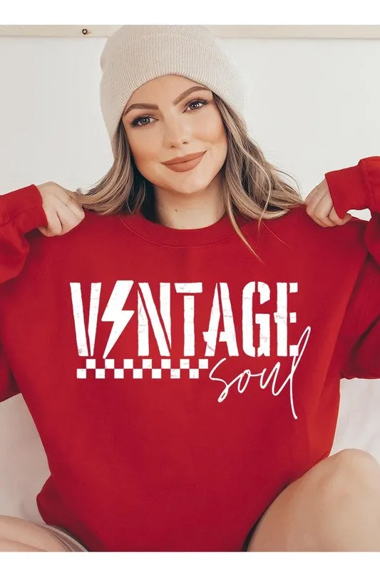 VINTAGE SOUL Oversized Graphic Fleece Sweatshirt
