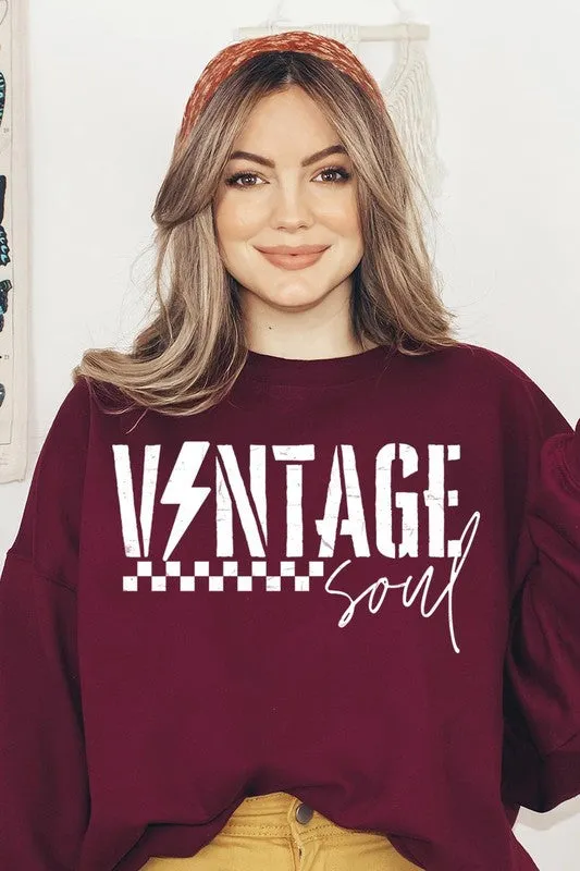 VINTAGE SOUL Oversized Graphic Fleece Sweatshirt