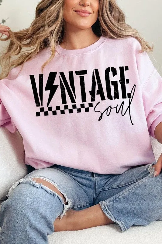 VINTAGE SOUL Oversized Graphic Fleece Sweatshirt