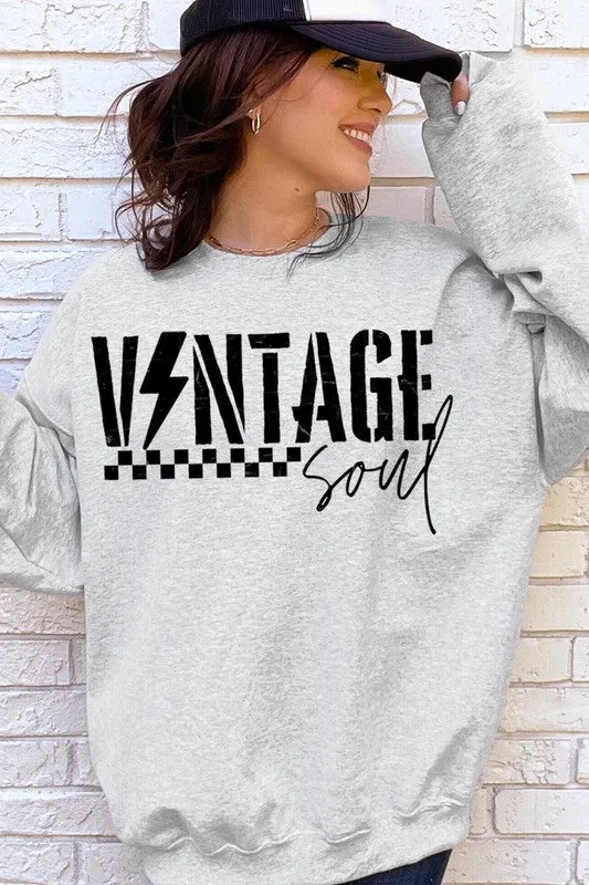 VINTAGE SOUL Oversized Graphic Fleece Sweatshirt