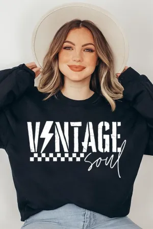 VINTAGE SOUL Oversized Graphic Fleece Sweatshirt