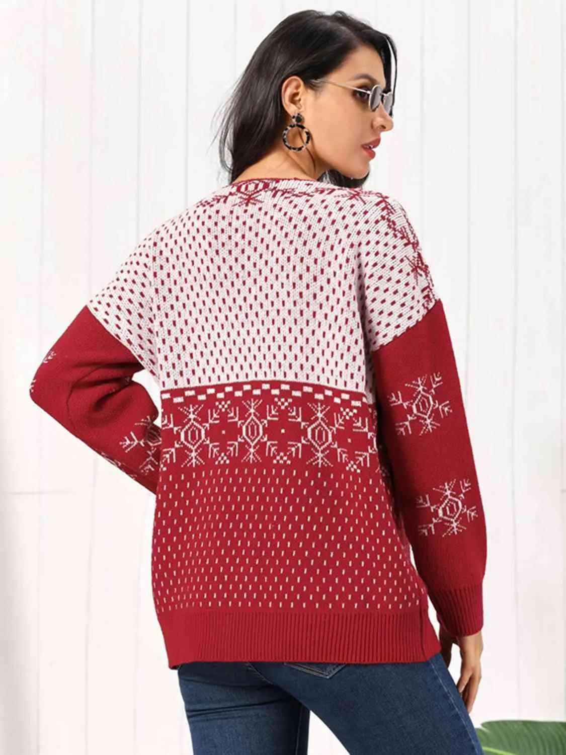 Winter Appeal Button Down Snowflake Cardigan