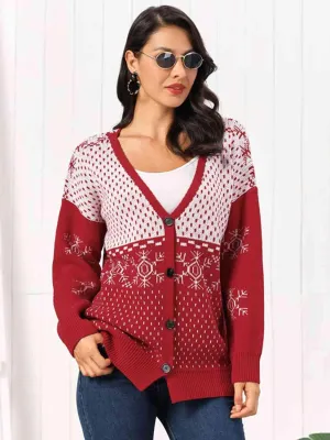 Winter Appeal Button Down Snowflake Cardigan