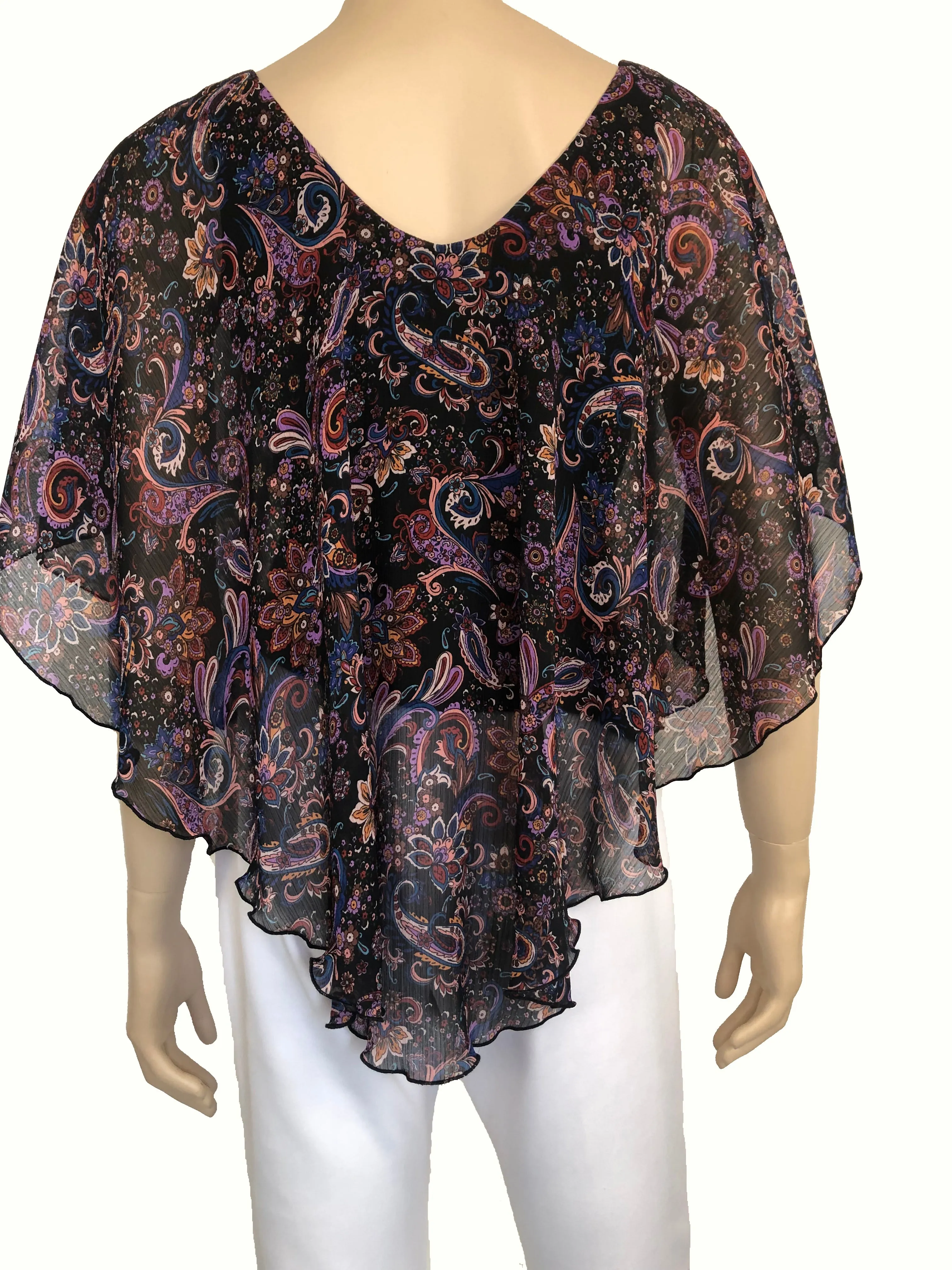 Women's Blouses On Sale Stunning Chiffon Printed Quality Fabric Now On Sale Flattering Design With Built In Camisole non Crease Fabric Perfect For Travel Quality made In Canada Yvonne Marie Boutiques