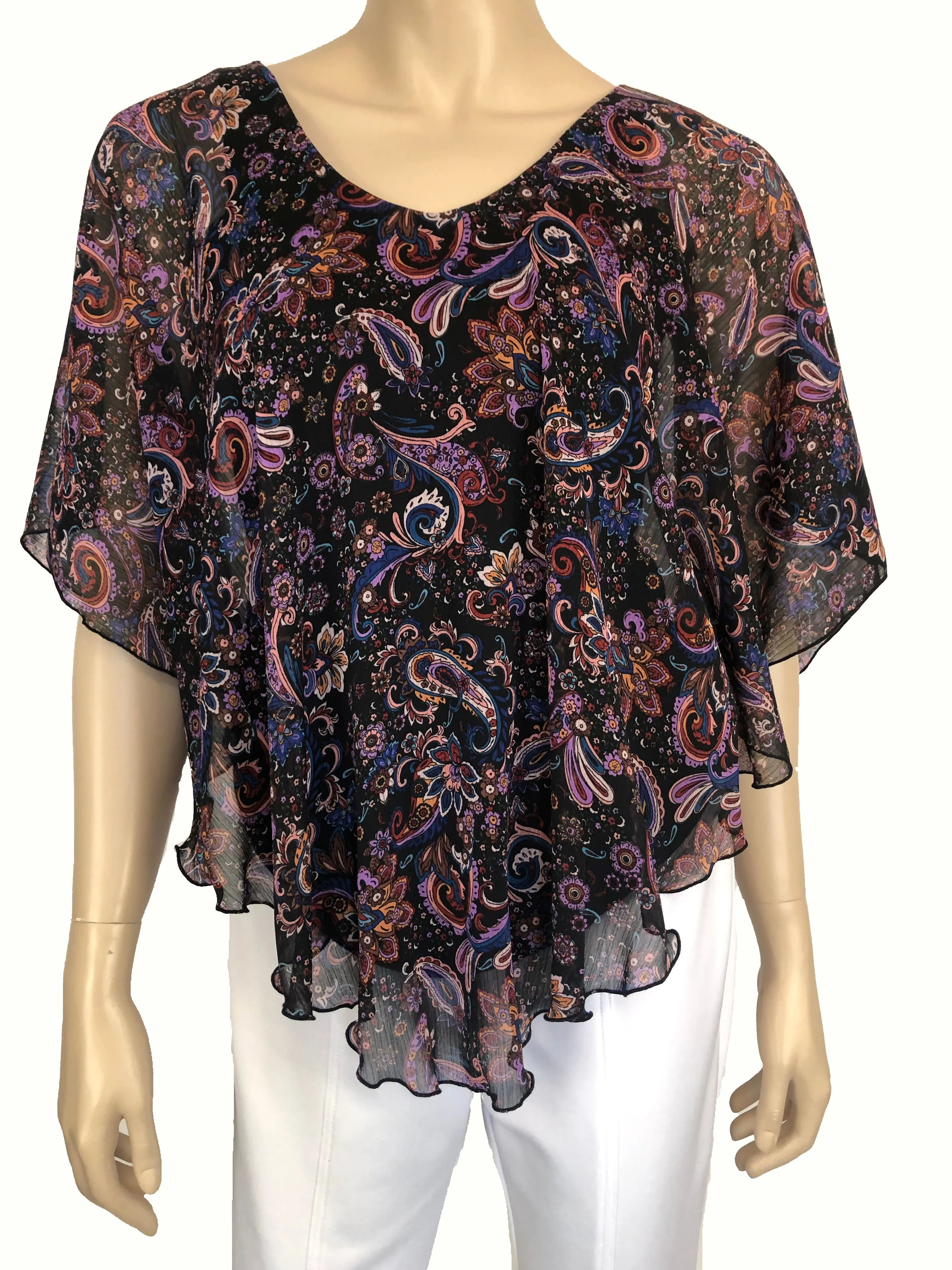 Women's Blouses On Sale Stunning Chiffon Printed Quality Fabric Now On Sale Flattering Design With Built In Camisole non Crease Fabric Perfect For Travel Quality made In Canada Yvonne Marie Boutiques