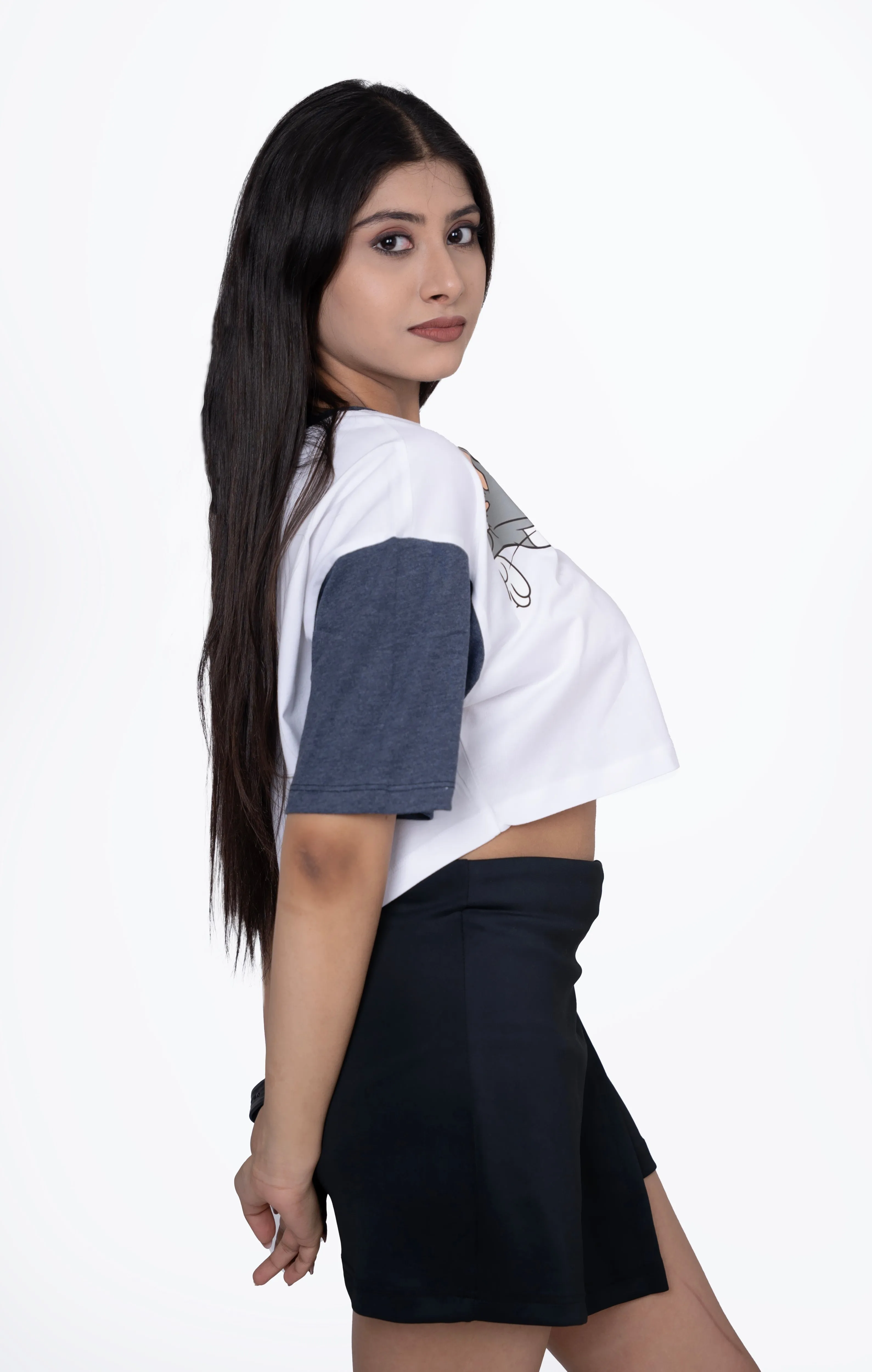 Women's Dual Color Oversize Crop Tshirt