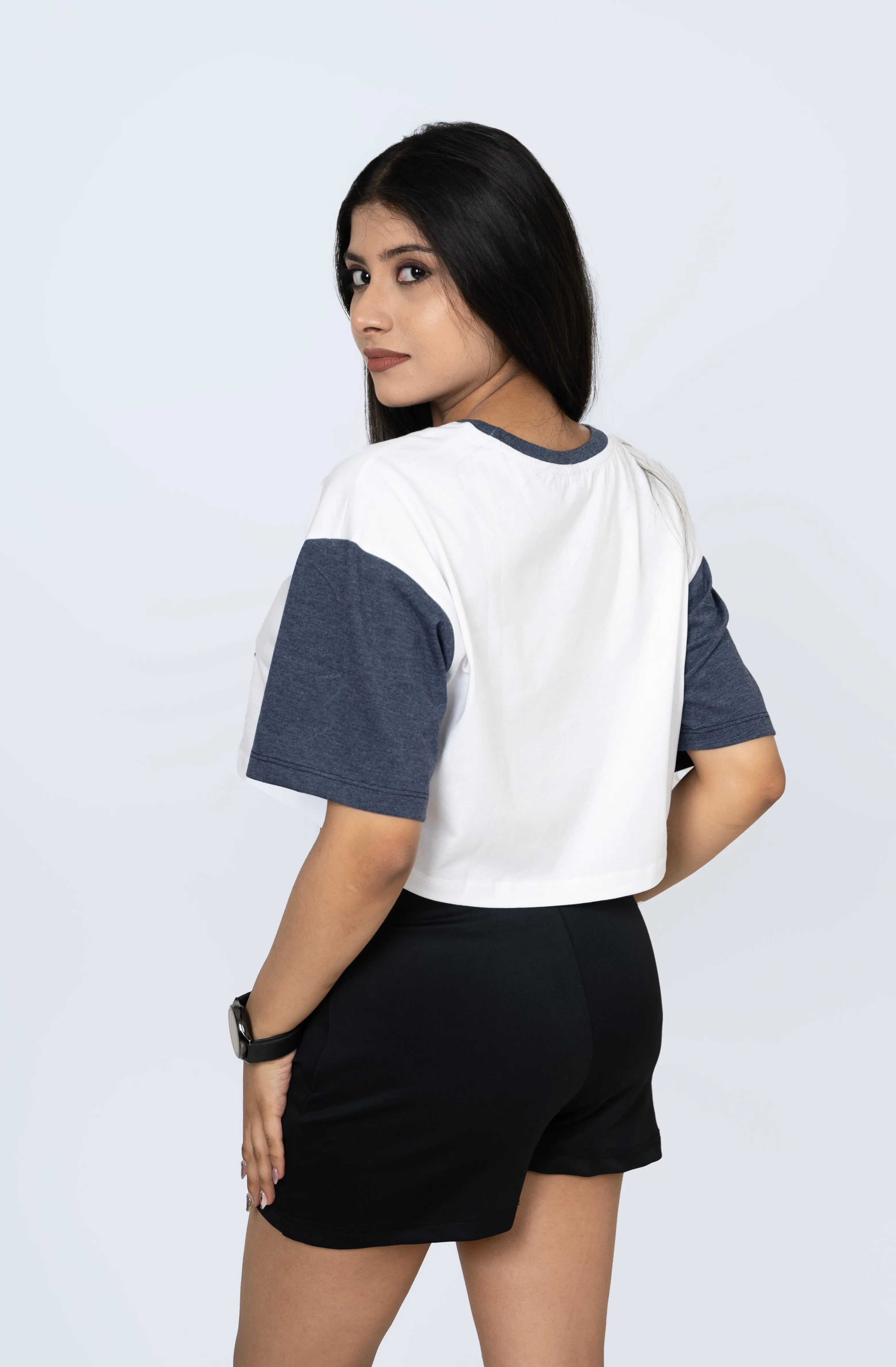 Women's Dual Color Oversize Crop Tshirt